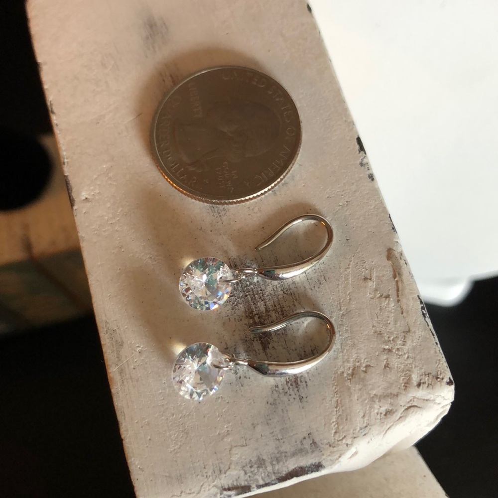 Lever back Rhinestone Earrings - Picture 2 of 3
